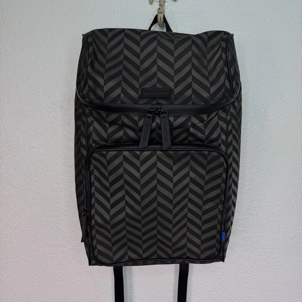Uri Minkoff Stanton Backpack Laptop Bag Chevron Nylon Black Travel School NEW